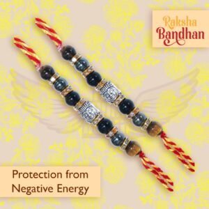 Buddha Rakhi for Brother – Spiritual Protection Rakhi with Tiger Eye & Hematite Beads