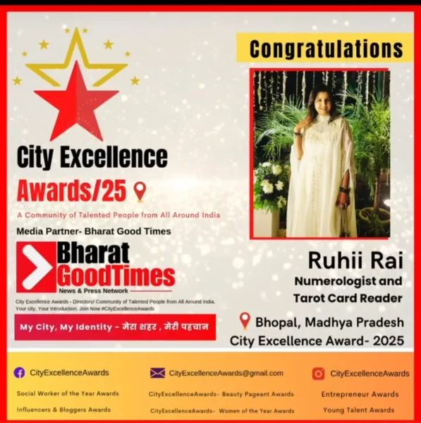 Numerologist Ruhii Rai- In City Excellence Award 2025