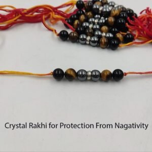 Crystal Rakhi for Protection from Negativity – Black Tourmaline & Tiger Eye Beads