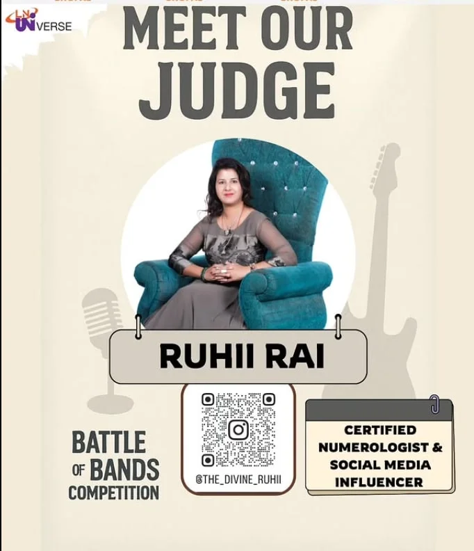 Certified numerologist Ruhii Rai from Bhopal featured as a judge at the Battle of Bands competition