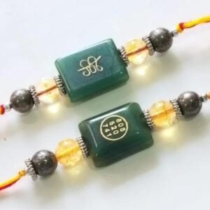Handcrafted numerology healing rakhis with engraved codes and crystals by Ruhii Rai, Bhopal.